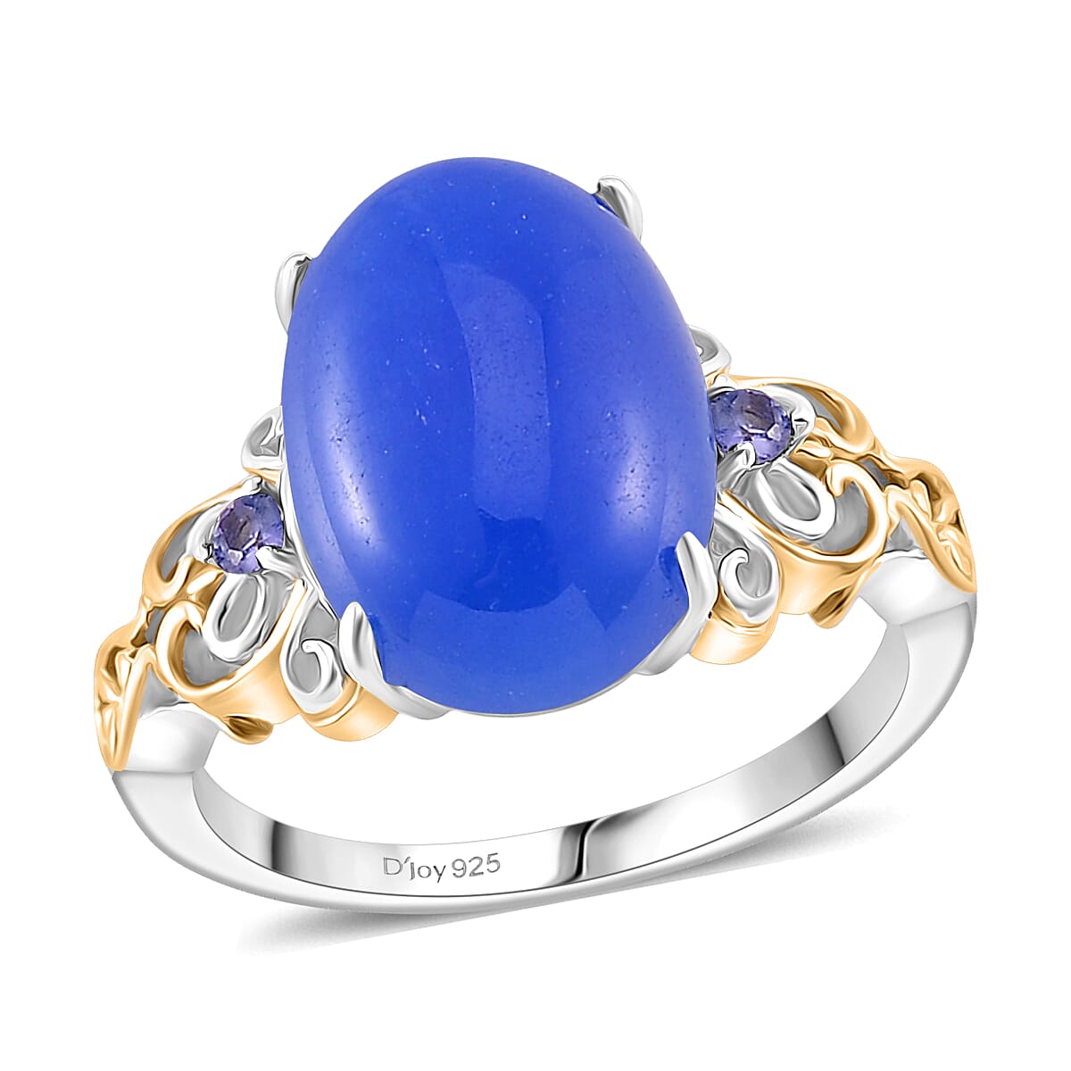 D'Joy Blue Jade (D) and Tanzanite 26.20 ctw Regal Garden Bloom Ring (Size 6.0), Earrings and Pendant Necklace (18 Inches) in 18K Vermeil YG and Rhodium Over Sterling Silver (Del. in 5-7 Days) image number 3