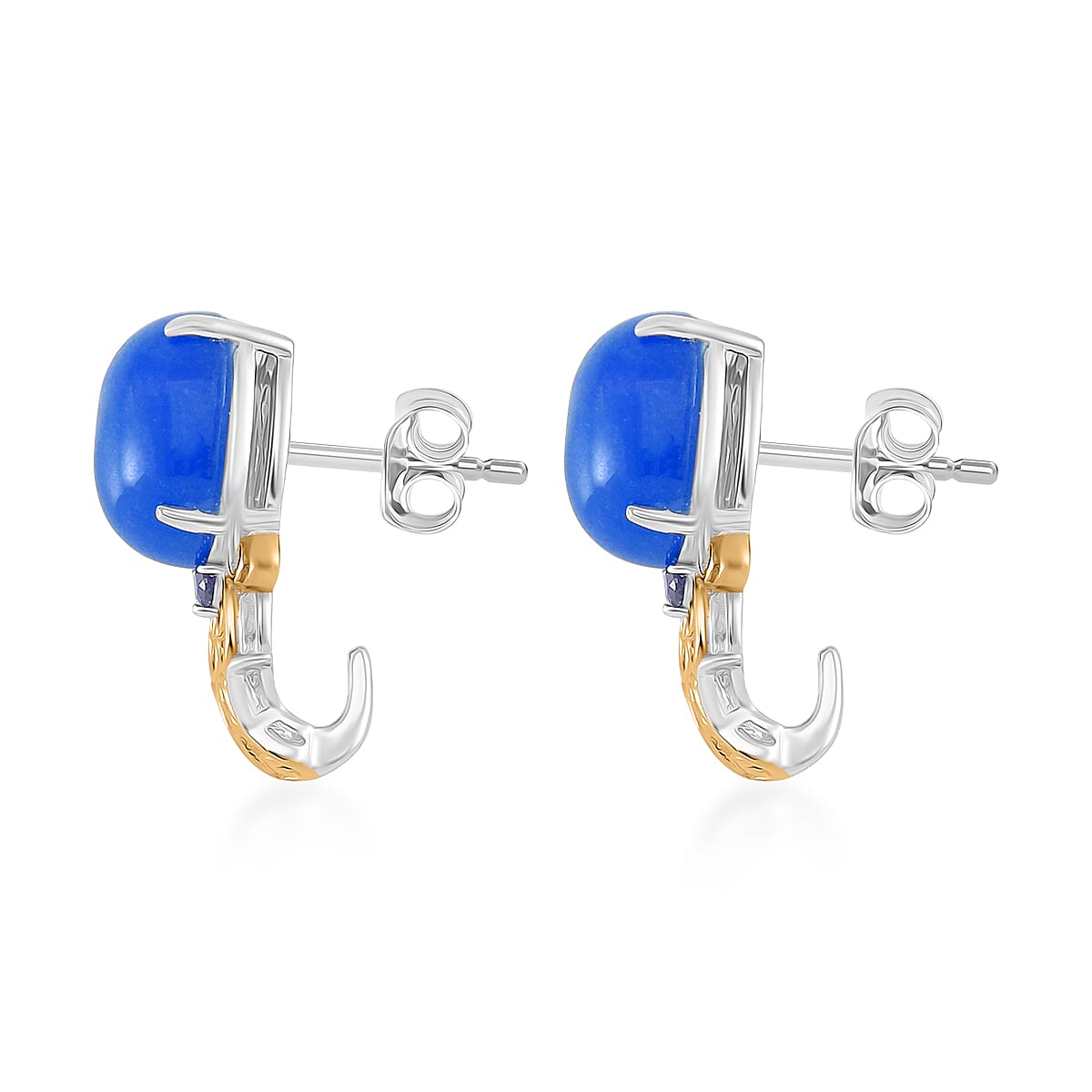 D'Joy Blue Jade (D) and Tanzanite 26.20 ctw Regal Garden Bloom Ring (Size 6.0), Earrings and Pendant Necklace (18 Inches) in 18K Vermeil YG and Rhodium Over Sterling Silver (Del. in 5-7 Days) image number 6