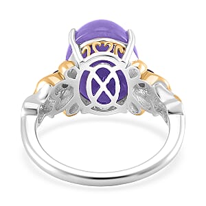 D'Joy Purple Jade (D) and African Amethyst 26.60 ctw Regal Garden Bloom Ring (Size 8.0), Earrings and Pendant Necklace (20 Inches) in 18K Vermeil YG and Rhodium Over Sterling Silver (Del. in 5-7 Days)