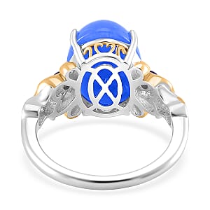 D'Joy Blue Jade (D) and Tanzanite 26.20 ctw Regal Garden Bloom Ring (Size 8.0), Earrings and Pendant Necklace (18 Inches) in 18K Vermeil YG and Rhodium Over Sterling Silver (Del. in 5-7 Days)