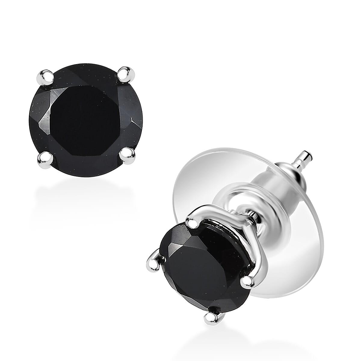 Karis Black Onyx 36.10 ctw Bracelet (7.25In), Stud Earrings, 3 Stone Ring (Size 8.0) and Pendant in Platinum Bond with Stainless Steel Necklace 20 Inches image number 6