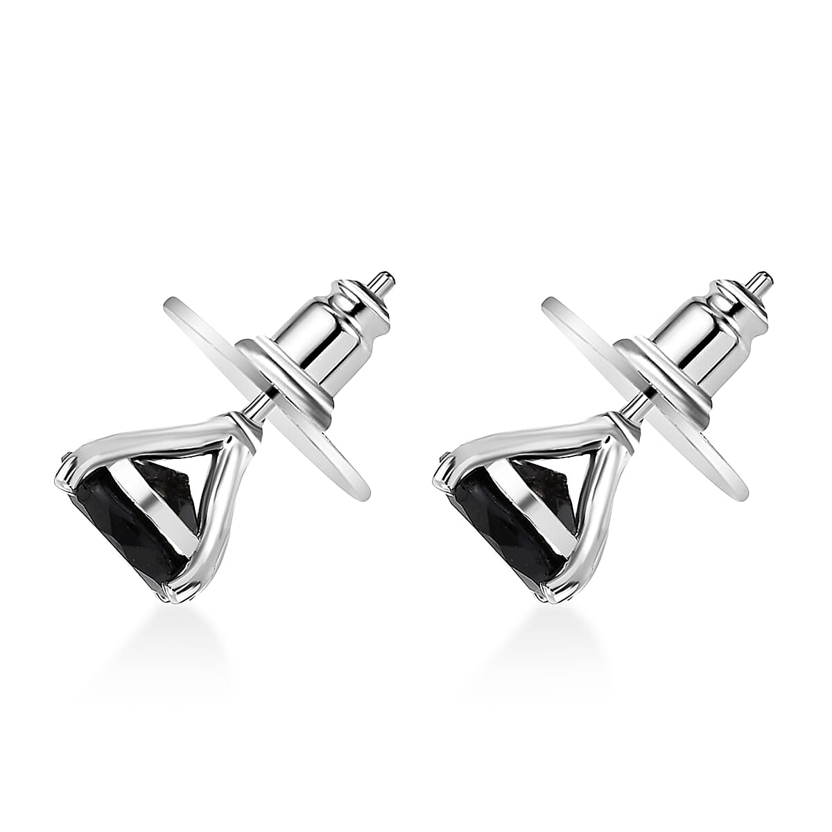 Karis Black Onyx 36.10 ctw Bracelet (7.25In), Stud Earrings, 3 Stone Ring (Size 8.0) and Pendant in Platinum Bond with Stainless Steel Necklace 20 Inches image number 7