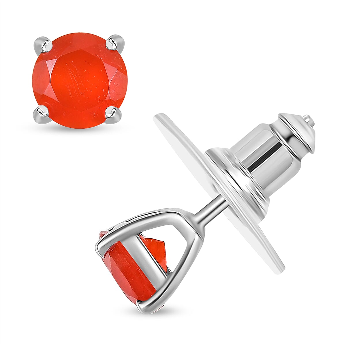 Karis Red Onyx 38.20 ctw Bracelet (7.25In), Stud Earrings, 3 Stone Ring (Size 5.0) and Pendant in Platinum Bond with Stainless Steel Necklace 20 Inches image number 2