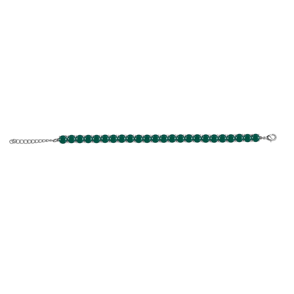 Karis Verde Onyx 37.50 ctw Bracelet (7.25In), Stud Earrings, 3 Stone Ring (Size 6.0) and Pendant in Platinum Bond with Stainless Steel Necklace 20 Inches image number 2