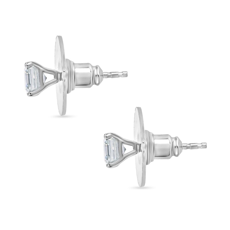 D'Joy Set of 2 Moissanite and Tanzanite 1.80 ctw Earrings in 18K Vermeil YG and Rhodium Over Sterling Silver