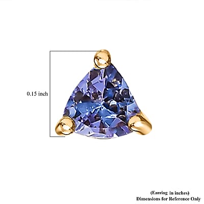 D'Joy Set of 2 Moissanite and Tanzanite 1.80 ctw Earrings in 18K Vermeil YG and Rhodium Over Sterling Silver