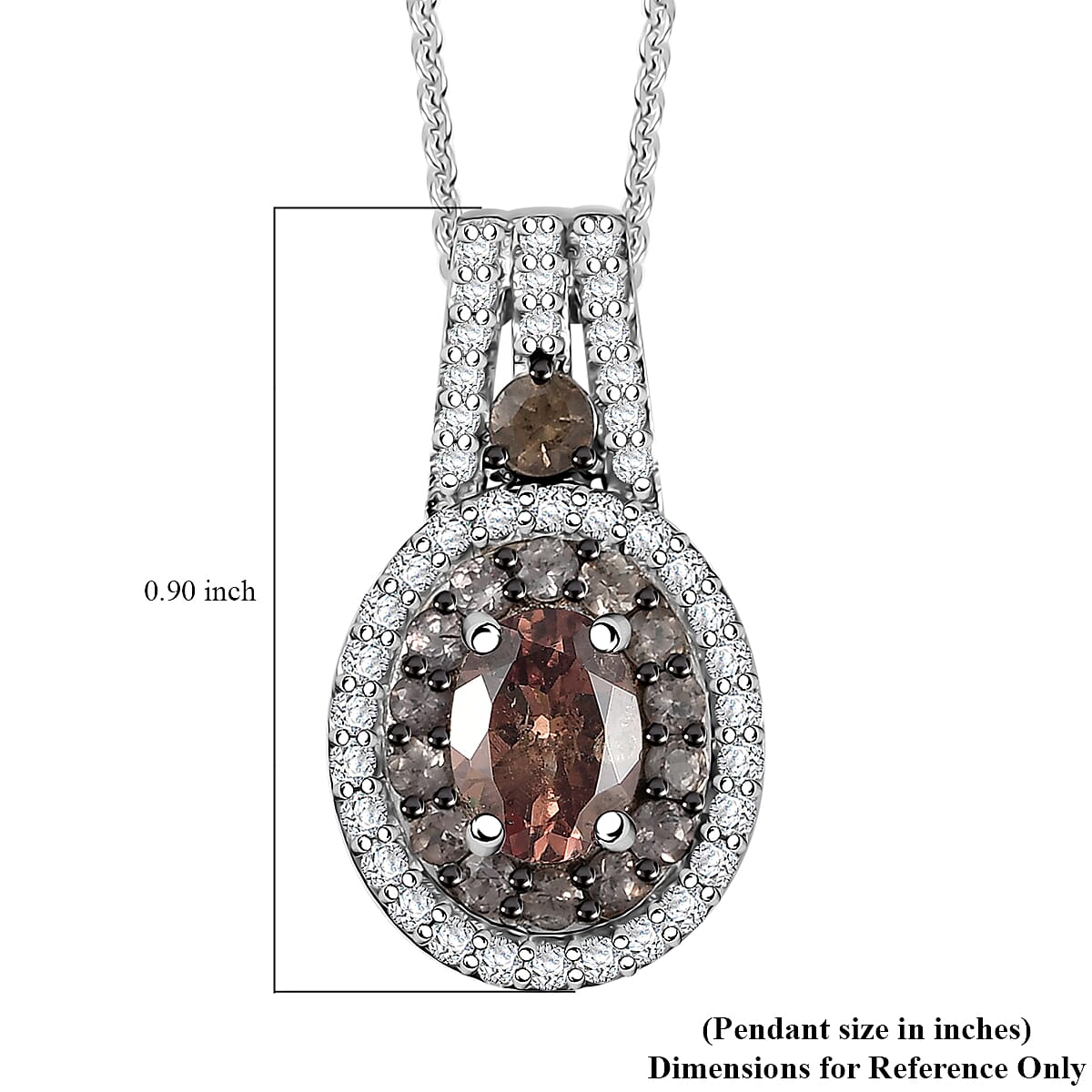 D'Joy Bekily Color Change Garnet and White Zircon 2.10 ctw Celestial Halo Pendant Necklace 20 Inches in Rhodium Over Sterling Silver image number 6