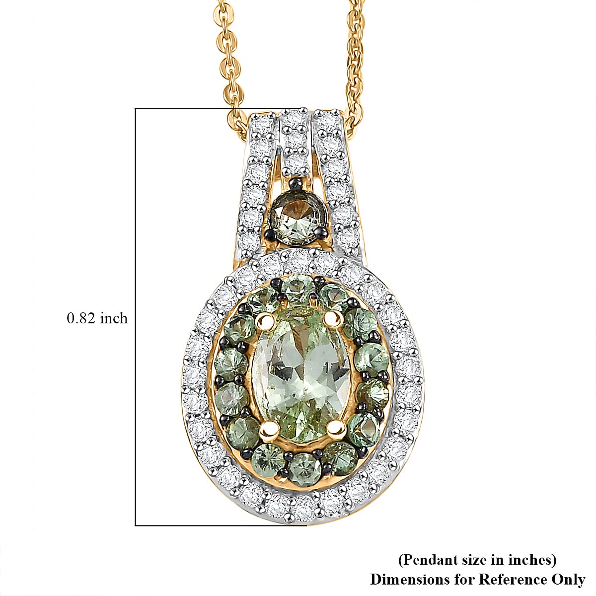 D'Joy Brazilian Mint Garnet and White Zircon 1.80 ctw Celestial Halo Pendant Necklace in 18K Vermeil Yellow Gold Over Sterling Silver 20 Inches image number 5