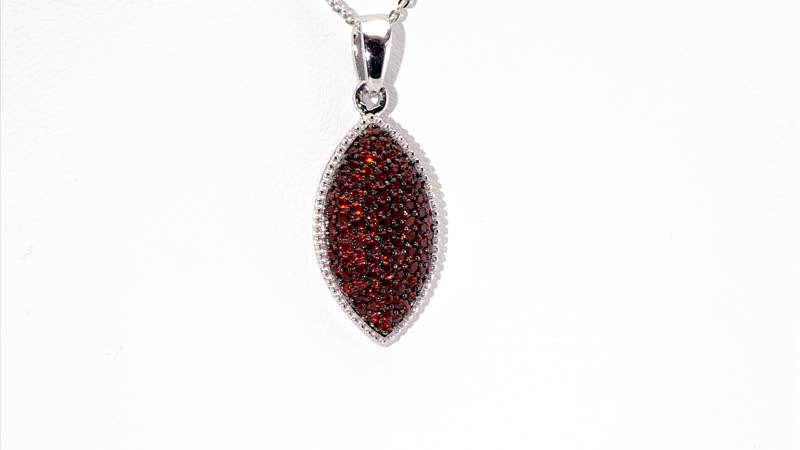 Premium Mozambique Garnet 1.00 ctw Scarlet Radiance Pendant Necklace in Rhodium Over Sterling Silver 20 Inches
