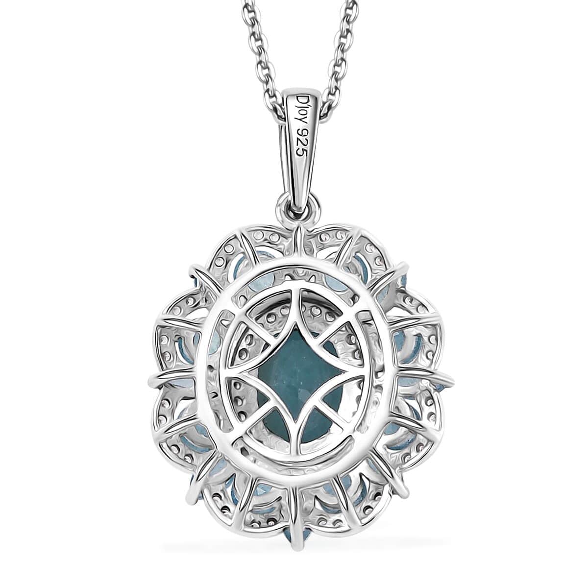 Grandidierite and White Zircon 4.30 ctw Pendant Necklace in Rhodium Over Sterling Silver 20 Inches image number 4