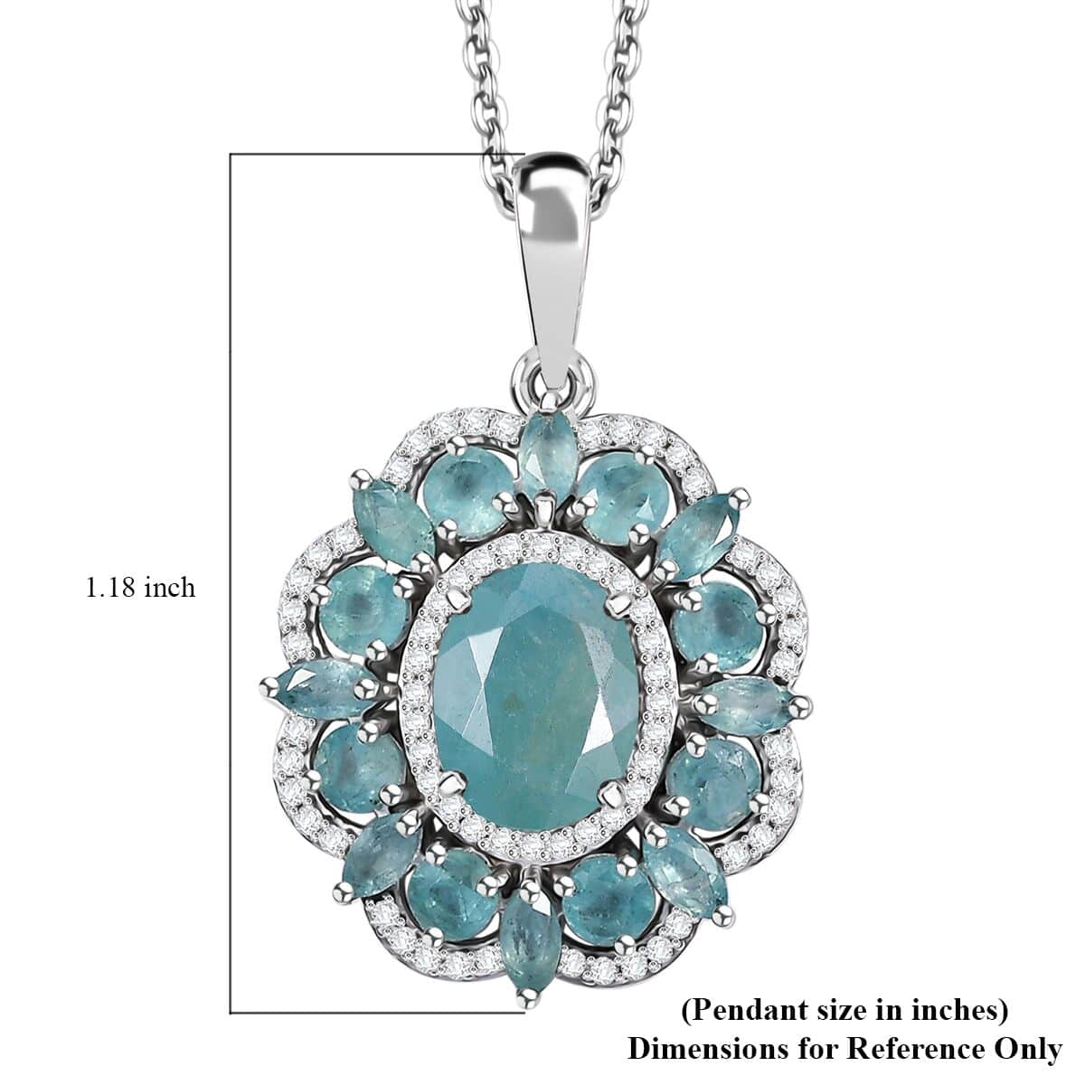 Grandidierite and White Zircon 4.30 ctw Pendant Necklace in Rhodium Over Sterling Silver 20 Inches image number 5