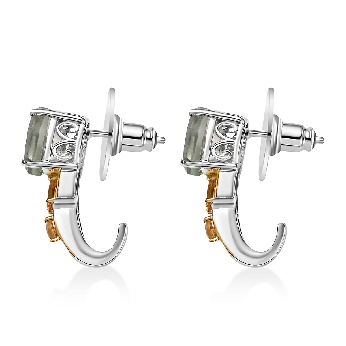 Set of 3 Karis Montezuma Prasiolite and Brazilian Citrine 16.75 ctw Earrings, Ring (Size 8.00), Pendant in 18K YG Plated and Platinum Bond with Stainless Steel Necklace 20 Inches image number 9