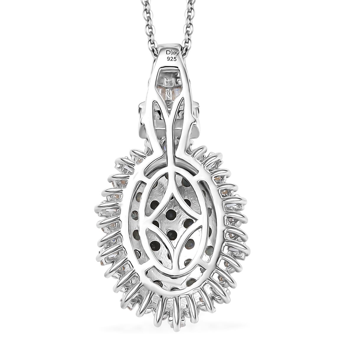 D'Joy Narsipatnam Alexandrite and Moissanite 1.90 ctw Spray Look Pendant Necklace in Rhodium Over Sterling Silver 20 Inches image number 4