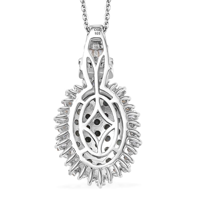 D'Joy Narsipatnam Alexandrite and Moissanite 1.90 ctw Spray Look Pendant Necklace in Rhodium Over Sterling Silver 20 Inches