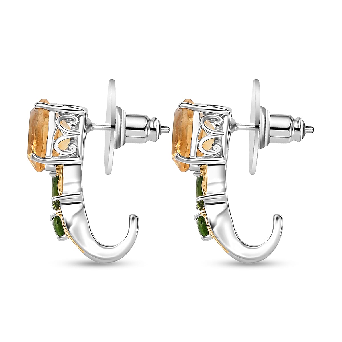 Set of 3 Karis Brazilian Citrine and Chrome Diopside 15.50 ctw Earrings, Ring (Size 7.00), Pendant in 18K YG Plated and Platinum Bond with Stainless Steel Necklace 20 Inches image number 9