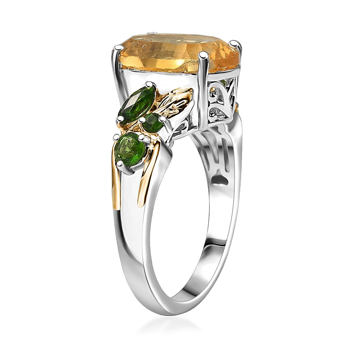 Set of 3 Karis Brazilian Citrine and Chrome Diopside 15.50 ctw Earrings, Ring (Size 9.00), Pendant in 18K YG Plated and Platinum Bond with Stainless Steel Necklace 20 Inches image number 4
