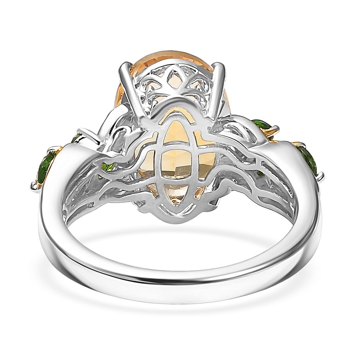 Set of 3 Karis Brazilian Citrine and Chrome Diopside 15.50 ctw Earrings, Ring (Size 9.00), Pendant in 18K YG Plated and Platinum Bond with Stainless Steel Necklace 20 Inches image number 5