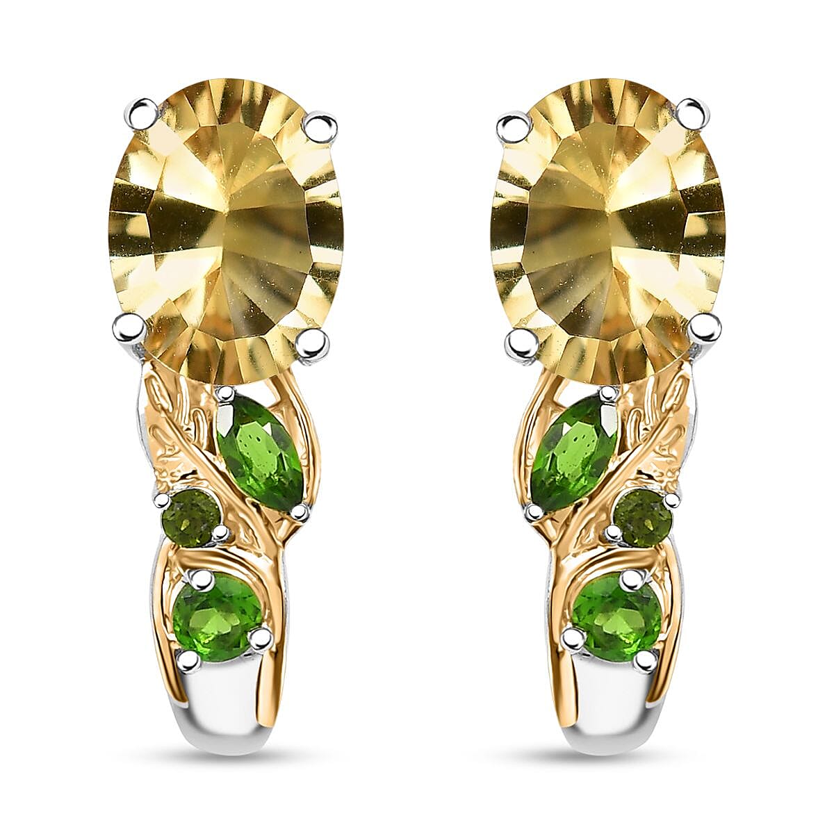 Set of 3 Karis Brazilian Citrine and Chrome Diopside 15.50 ctw Earrings, Ring (Size 9.00), Pendant in 18K YG Plated and Platinum Bond with Stainless Steel Necklace 20 Inches image number 8