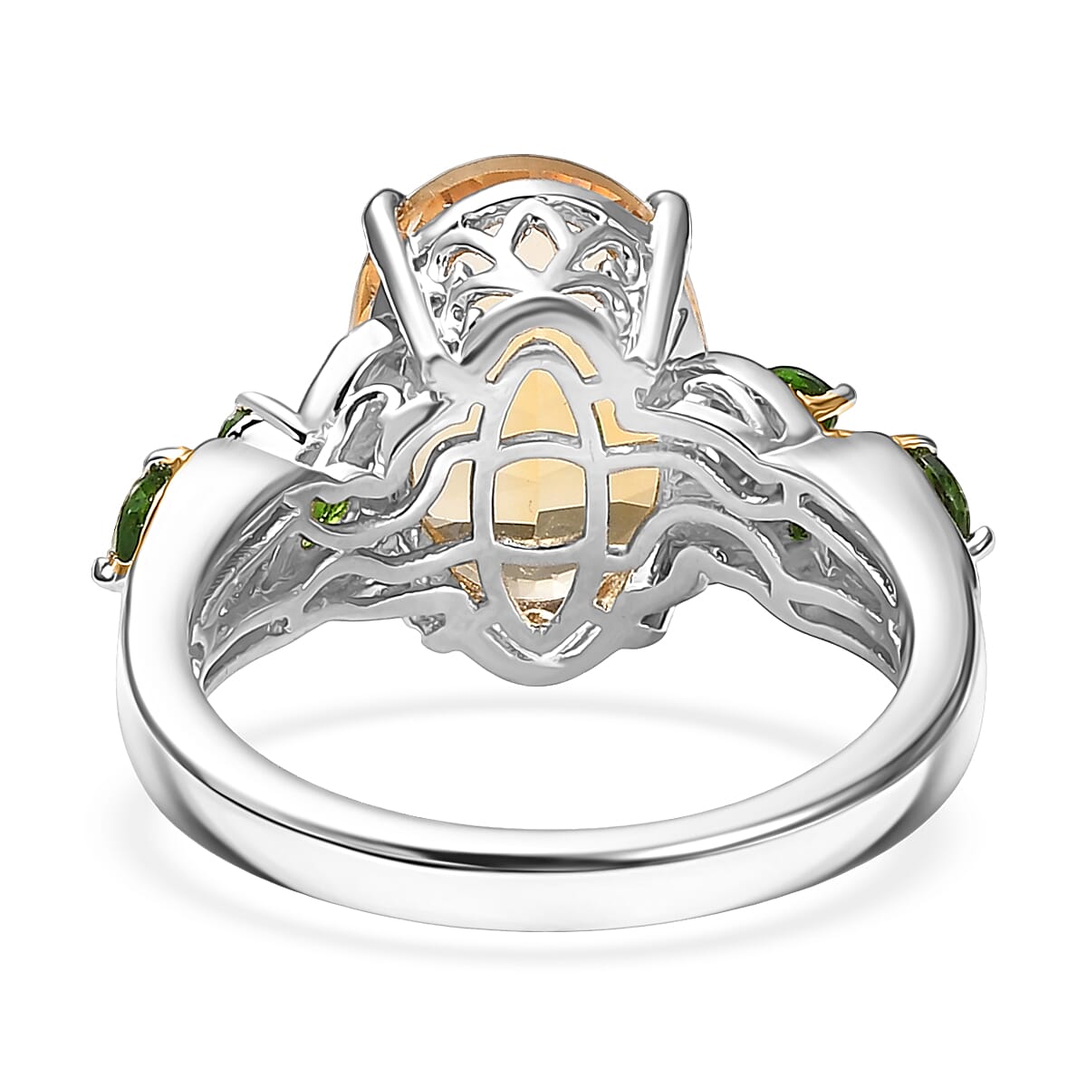 Set of 3 Karis Brazilian Citrine and Chrome Diopside 15.50 ctw Earrings, Ring (Size 10.00), Pendant in 18K YG Plated and Platinum Bond with Stainless Steel Necklace 20 Inches image number 5