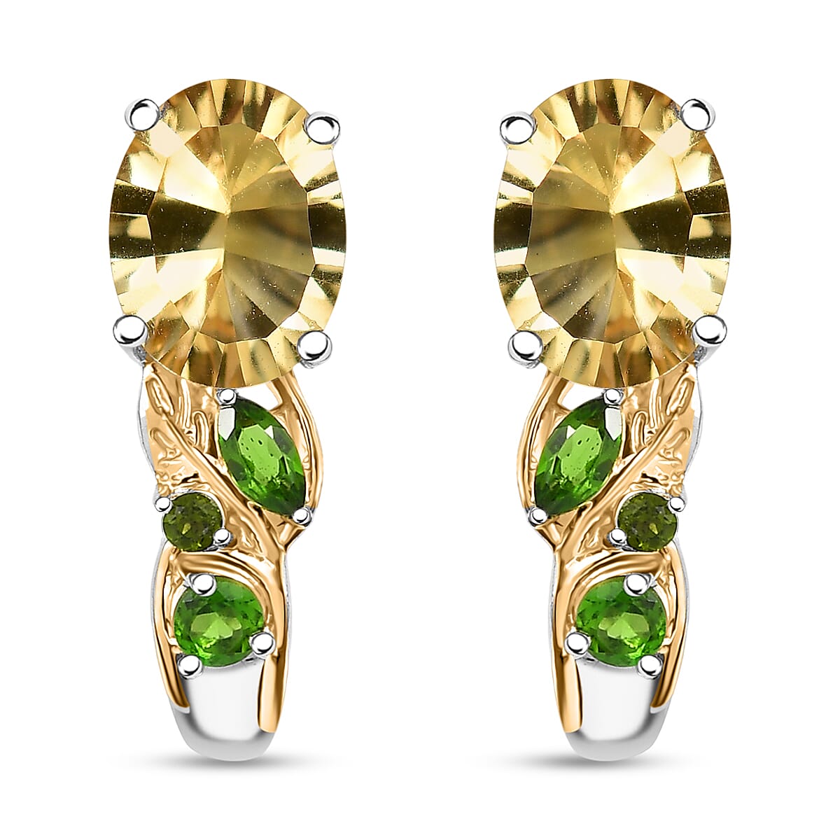 Set of 3 Karis Brazilian Citrine and Chrome Diopside 15.50 ctw Earrings, Ring (Size 10.00), Pendant in 18K YG Plated and Platinum Bond with Stainless Steel Necklace 20 Inches image number 8