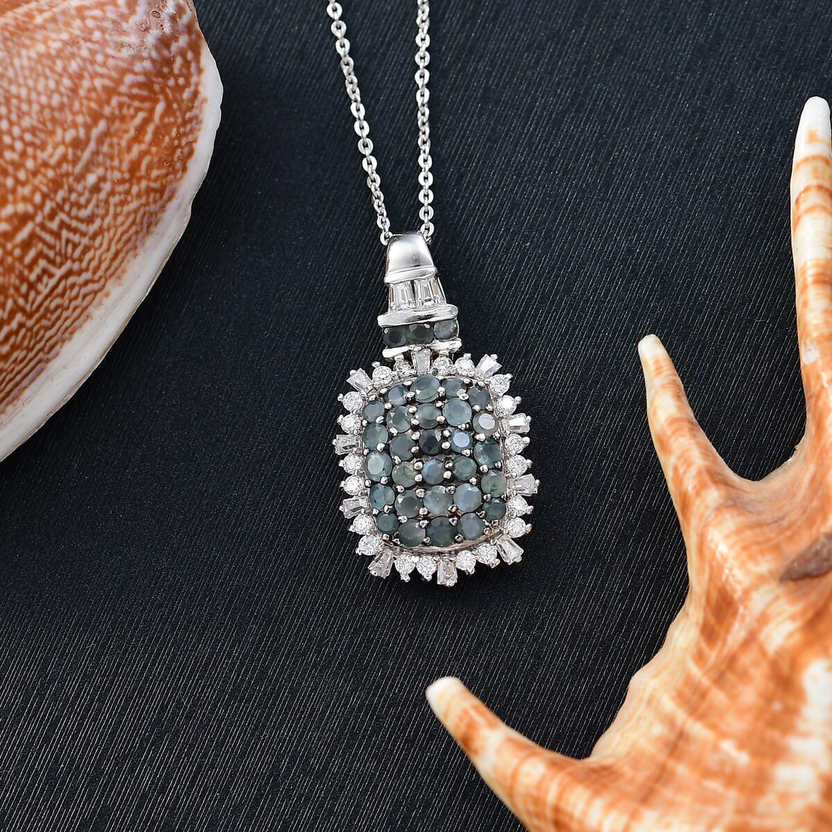 D'Joy Narsipatnam Alexandrite and Moissanite 2.00 ctw Spray Look Pendant Necklace in Rhodium Over Sterling Silver 20 Inches image number 1