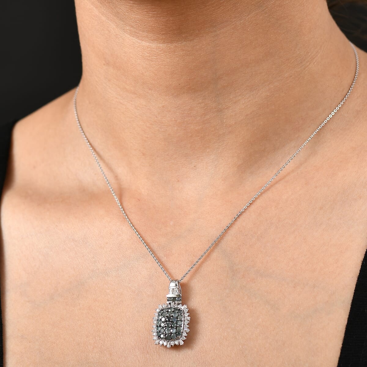 D'Joy Narsipatnam Alexandrite and Moissanite 2.00 ctw Spray Look Pendant Necklace in Rhodium Over Sterling Silver 20 Inches image number 2