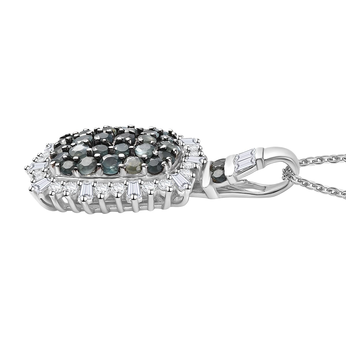 D'Joy Narsipatnam Alexandrite and Moissanite 2.00 ctw Spray Look Pendant Necklace in Rhodium Over Sterling Silver 20 Inches image number 3