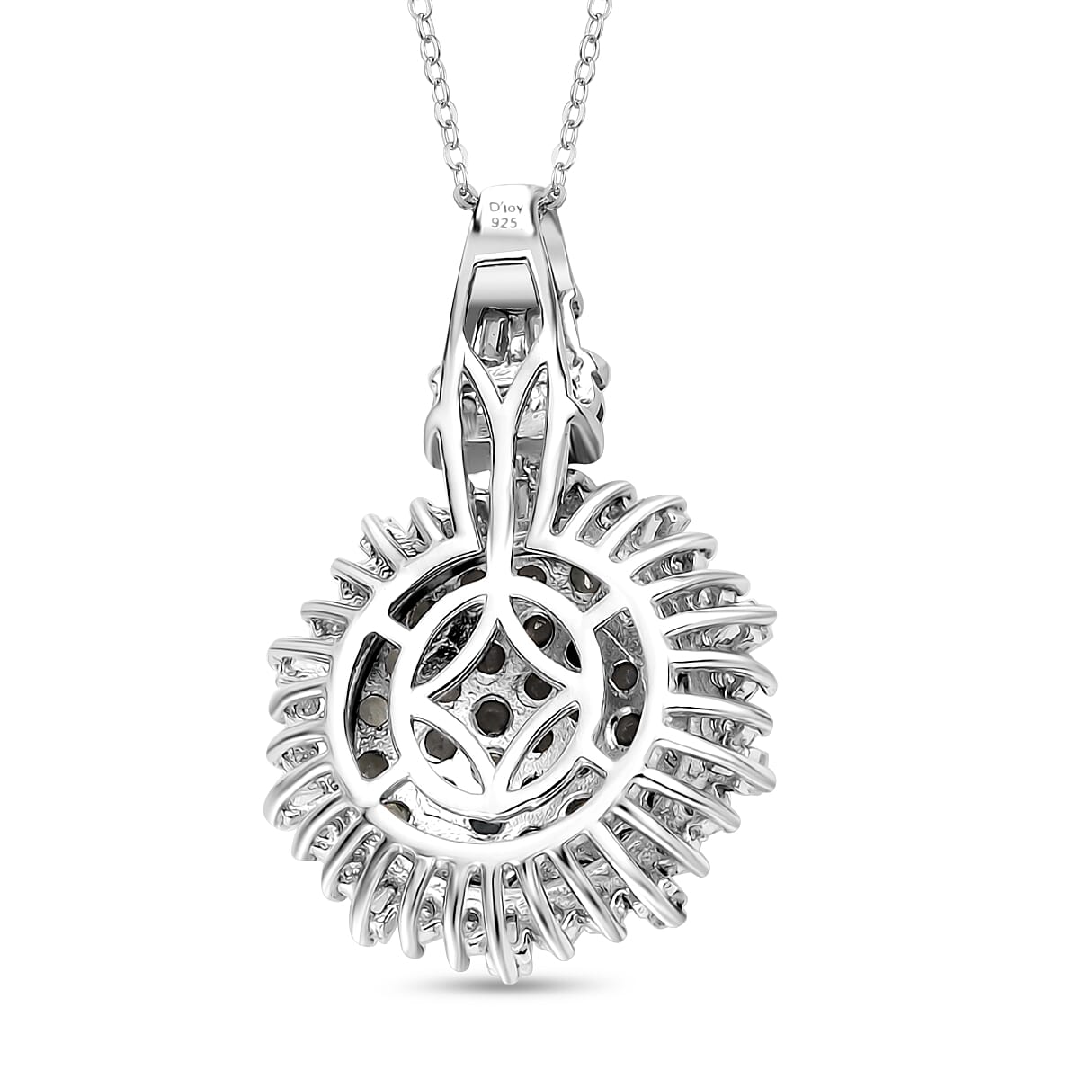 D'Joy Narsipatnam Alexandrite and Moissanite 2.15 ctw Spray Look Pendant Necklace in Rhodium Over Sterling Silver 20 Inches image number 4