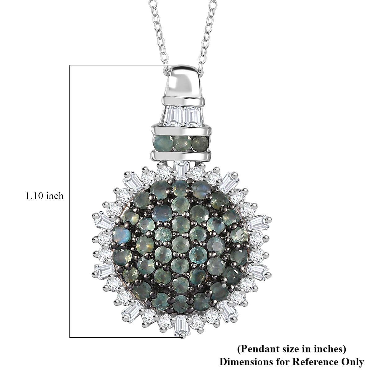 D'Joy Narsipatnam Alexandrite and Moissanite 2.15 ctw Spray Look Pendant Necklace in Rhodium Over Sterling Silver 20 Inches image number 5