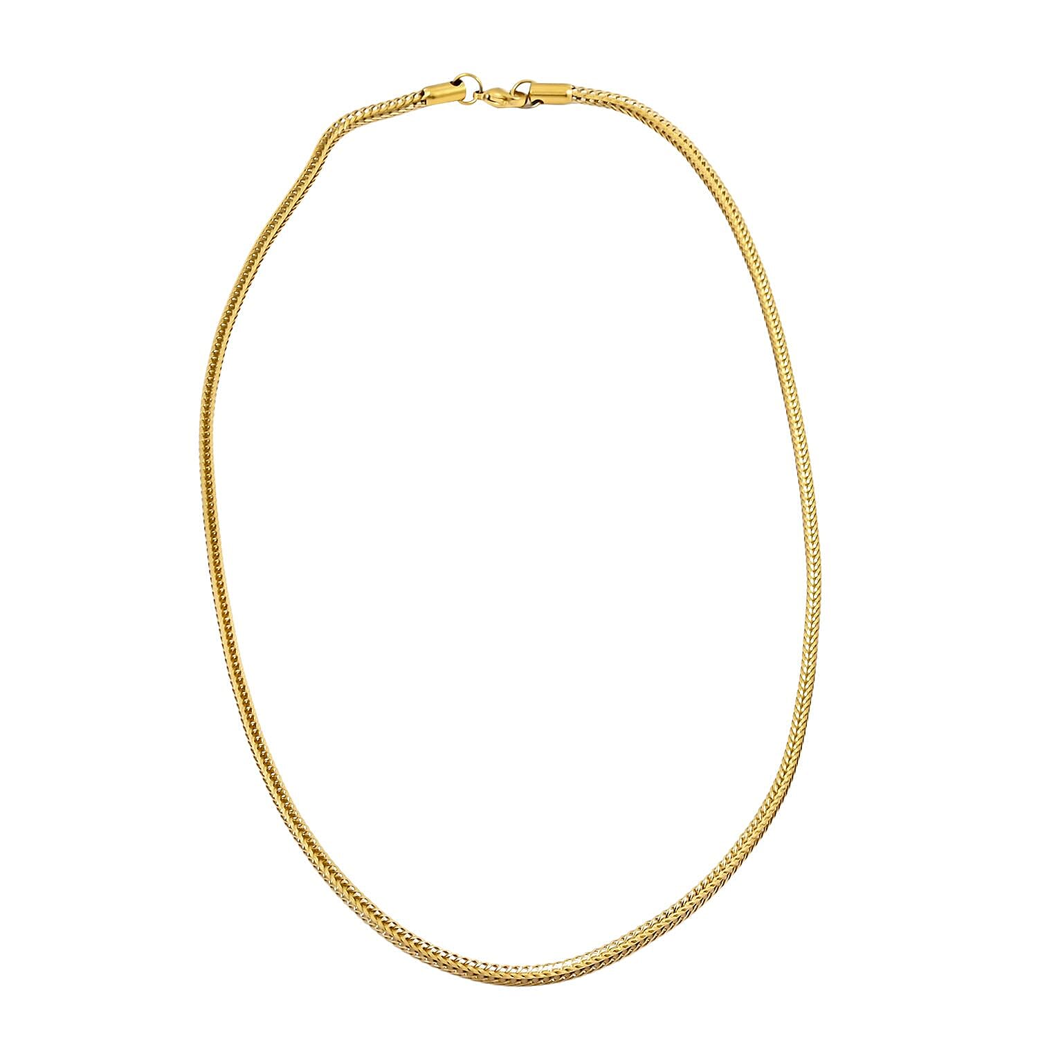 Set of 2 Wheat Chain Necklace in ION Plated YG and Stainless Steel 24 Inches