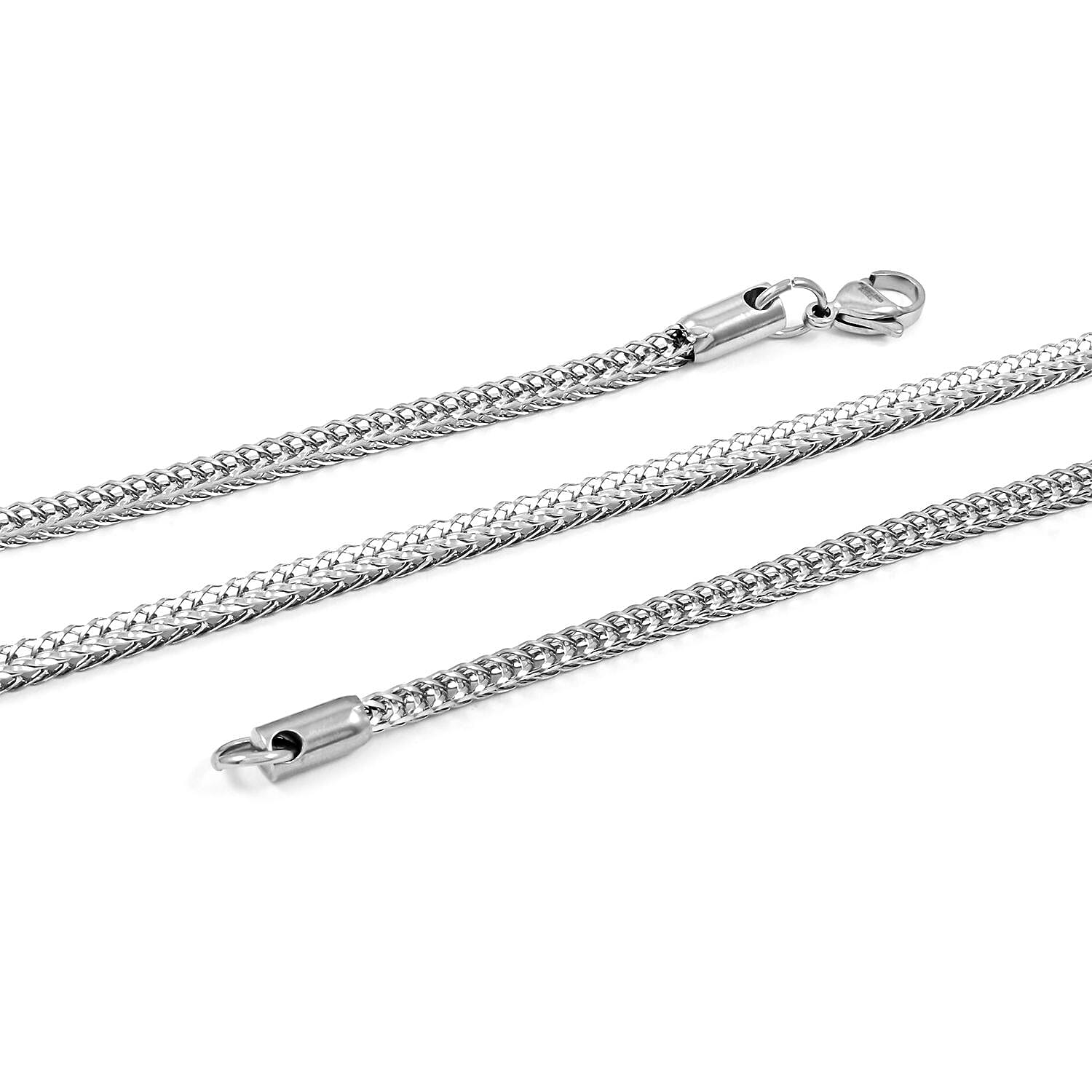 Set of 2 Wheat Chain Necklace in ION Plated YG and Stainless Steel 24 Inches