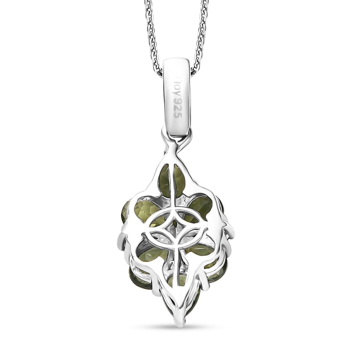 Natural Green Apatite and White Zicron 2.75 ctw Pendant Necklace in Rhodium Over Sterling Silver 20 Inches  image number 4