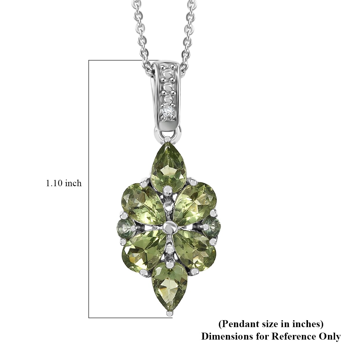 Natural Green Apatite and White Zicron 2.75 ctw Pendant Necklace in Rhodium Over Sterling Silver 20 Inches  image number 6