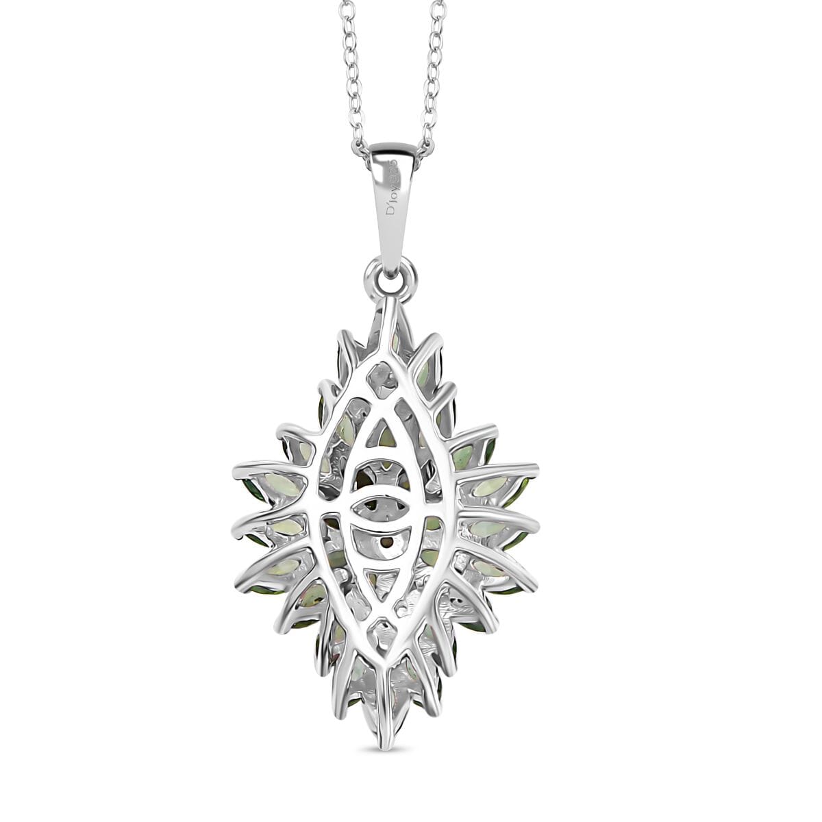 Natural Green Apatite 2.80 ctw Floral Spray Pendant Necklace in Rhodium Over Sterling Silver 20 Inches image number 4