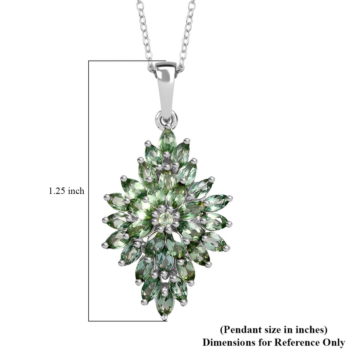 Natural Green Apatite 2.80 ctw Floral Spray Pendant Necklace in Rhodium Over Sterling Silver 20 Inches image number 5