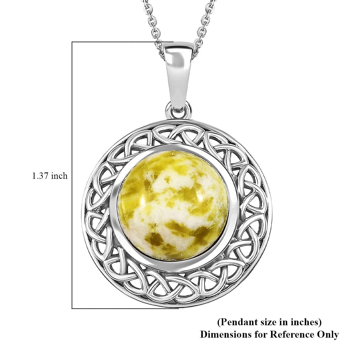 Artisan Crafted Connemara Marble 7.00 ctw Pendant Necklace in Black Oxidized and Rhodium Over Sterling Silver 20 Inches 