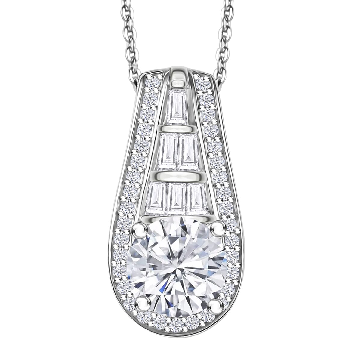 D'Joy Moissanite 2.80 ctw Pendant Necklace 20 Inches in Rhodium Over Sterling Silver image number 0