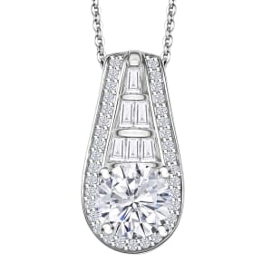 D'Joy Moissanite 2.80 ctw Pendant Necklace 20 Inches in Rhodium Over Sterling Silver