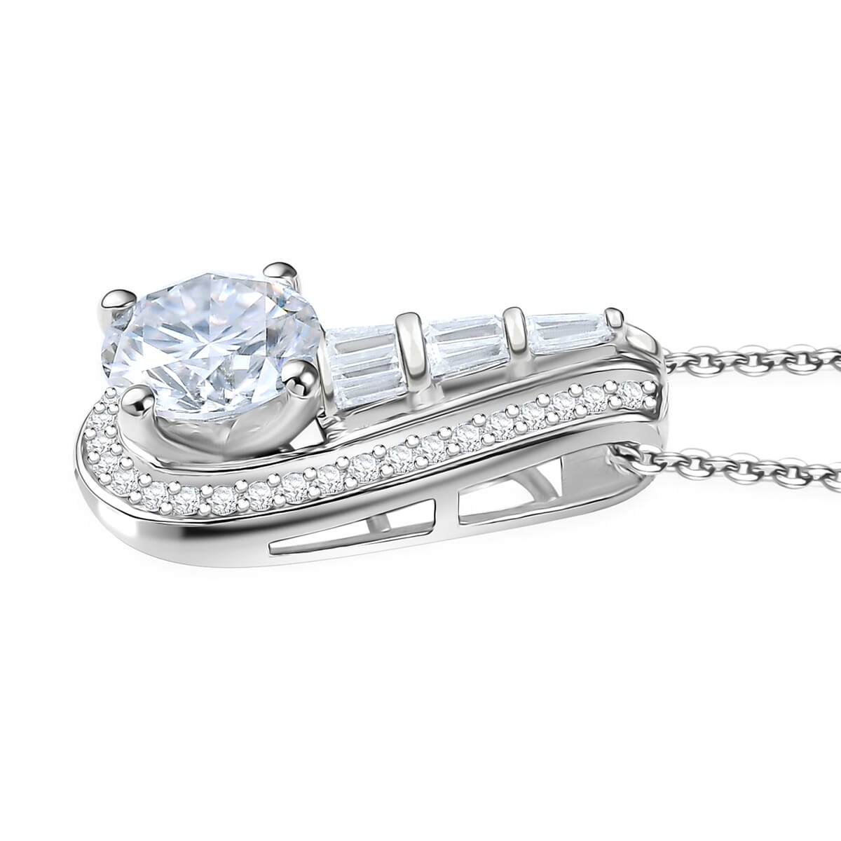 D'Joy Moissanite 2.80 ctw Pendant Necklace 20 Inches in Rhodium Over Sterling Silver image number 3