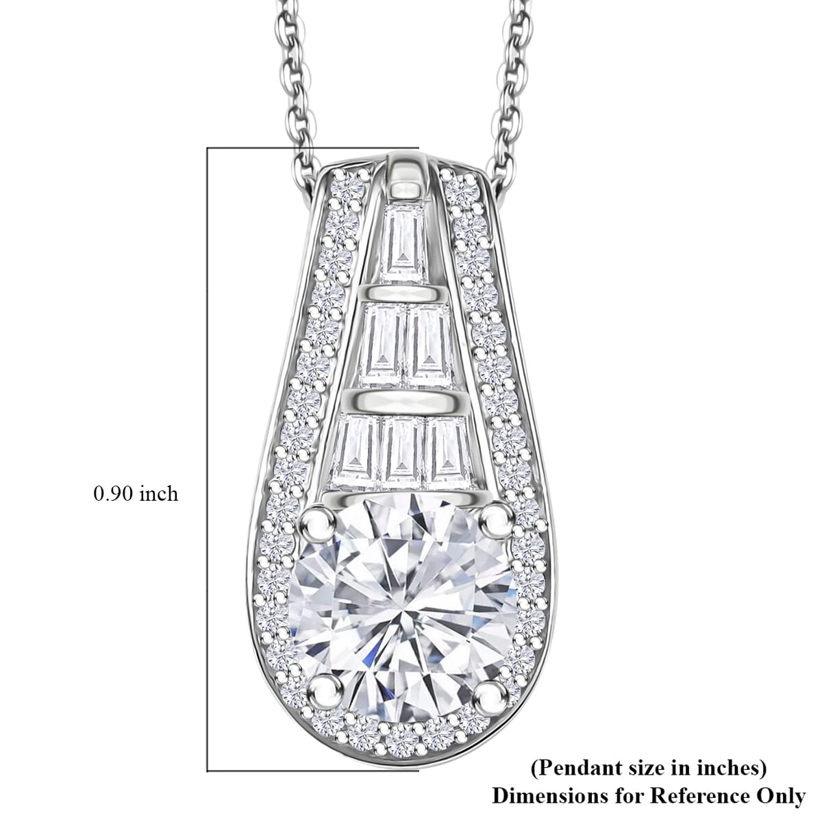 D'Joy Moissanite 2.80 ctw Pendant Necklace 20 Inches in Rhodium Over Sterling Silver image number 6