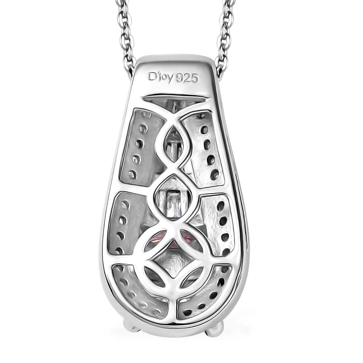 D'Joy Pink Moissanite and Moissanite 2.80 ctw Pendant Necklace 20 Inches in Rhodium Over Sterling Silver image number 4