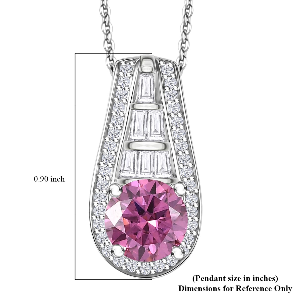 D'Joy Pink Moissanite and Moissanite 2.80 ctw Pendant Necklace 20 Inches in Rhodium Over Sterling Silver image number 6