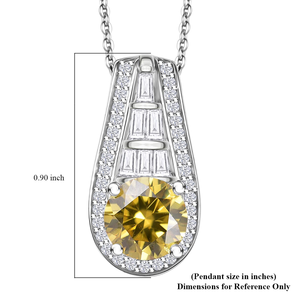 D'Joy Yellow Moissanite and Moissanite 2.80 ctw Pendant Necklace 20 Inches in Rhodium Over Sterling Silver  image number 6