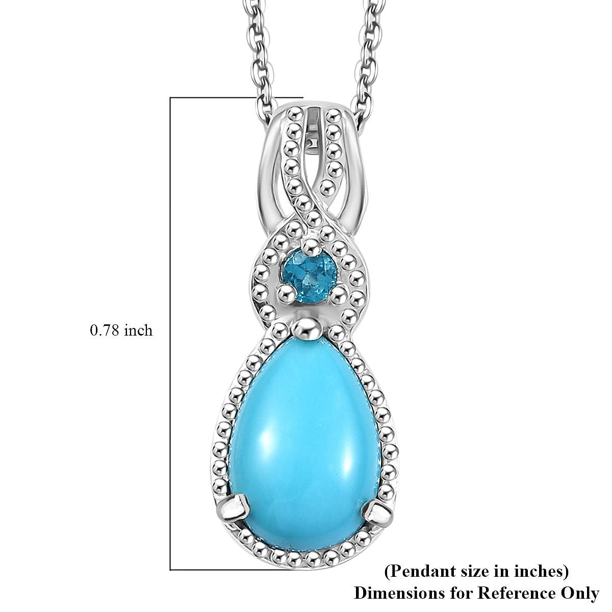 Sleeping Beauty Turquoise and Malgache Neon Apatite 1.30 ctw Infinity Pendant Necklace in Platinum Over Sterling Silver 20 Inches image number 6