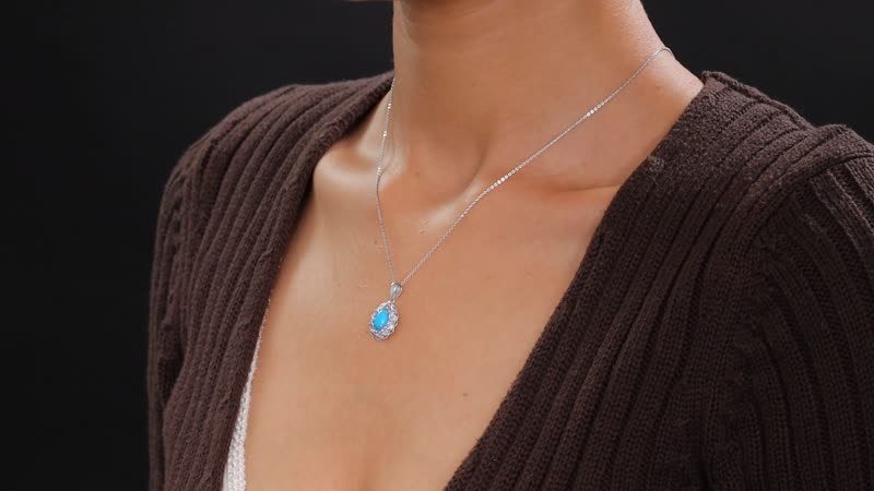 D'Joy Sleeping Beauty Turquoise and Tanzanite 1.50 ctw Azure Majesty Pendant Necklace in Platinum Over Sterling Silver (20 Inches)