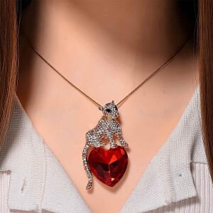Multi Color Austrian Crystal Necklace (28-30 Inches) in Goldtone