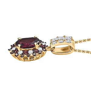 Luxoro AAA Radiant Ember Garnet, Padparadscha Sapphire, Natural Champagne and White Diamond I2 1.90 ctw Royal Bloom Pendant Necklace in 10K Yellow Gold 20 Inches