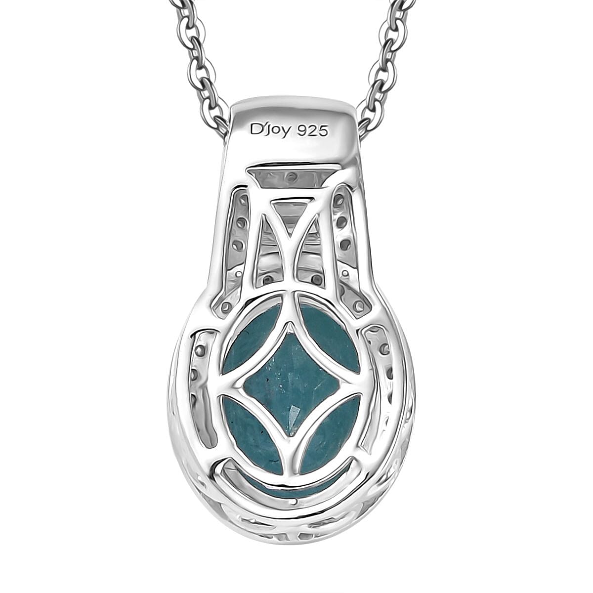 Premium Grandidierite and Moissanite 3.90 ctw Royal Majesty Pendant Necklace in Rhodium Over Sterling Silver 20 Inches