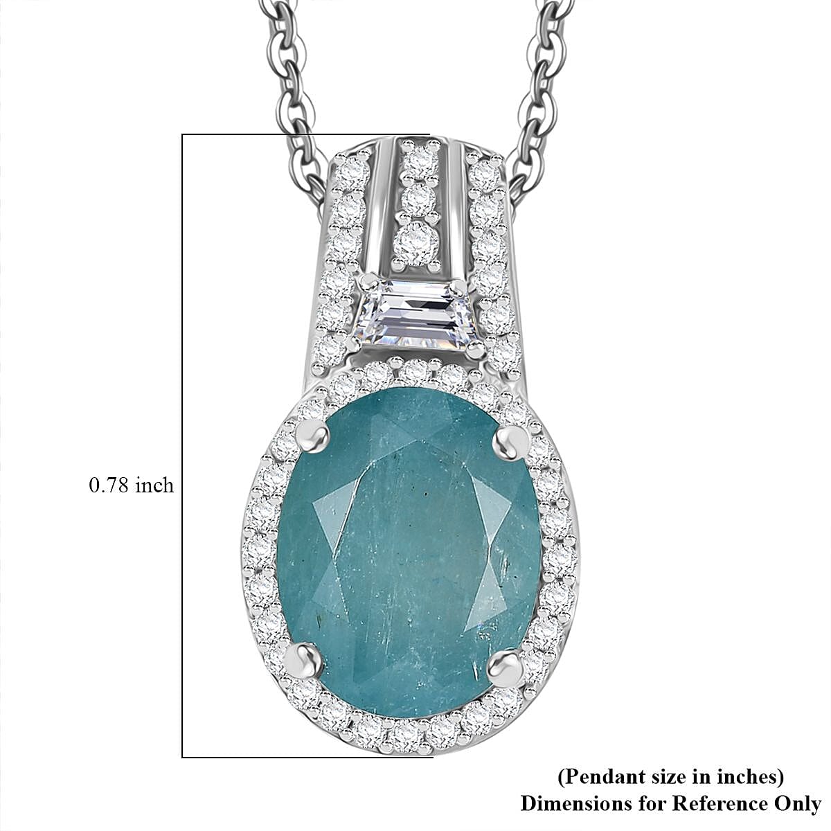 Premium Grandidierite and Moissanite 3.90 ctw Royal Majesty Pendant Necklace in Rhodium Over Sterling Silver 20 Inches