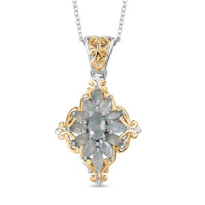 Narsipatnam Alexandrite 1.20 ctw Eternal Blossom Pendant Necklace in 18K Vermeil YG and Rhodium Over Sterling Silver 20 Inches